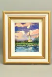 'Salisbury Cathedral', an impressionist view across a river, by Timmy Mallett, oil on board, sold Nov 2020