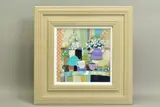 'Two Birds, Two Bees', a still life study of an interior, signed by Emma S Davis, mixed media on board, sold Nov 2020