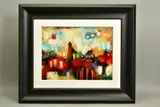 'Colour Burst I', a colourful abstract composition from by John and Elli Milan, mixed media on board, sold Nov 2020