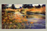 'Gynantha', an impressionist river scene, signed bottom by Nick Andrews, oil on canvas, sold Nov 2020