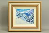 'Winter Fun', an impressionist Alpine scene with skiers, by Timmy Mallett, oil on board, sold Nov 2020