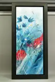 'Home Spun Joy', wild flowers against a blue backdrop, by Julie Ann Scott, oil on canvas, sold Nov 2020