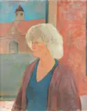 Portrait of Dame Elisabeth Frink Signed Oil by William Thomson, Oil on canvas, sold Aug 2020