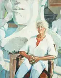 Portrait of Dame Elisabeth Frink by Henrietta Young, 1988, Oil on board, sold Aug 2020
