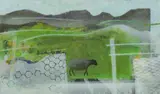 Sheep and Fence on Dartmoor by Philip Hicks, acrylic on canvas, sold Aug 2020