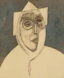 Cubist portrait of a man in a hat by Gabriel van Schnell, 1930, Ink, sold Aug 2020