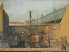 Lower Marsh II Signed Oil by Patrick George, Oil on canvas, sold Aug 2020