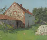 Farm buildings Oil by George Clausen, Oil on canvas, sold Aug 2020