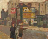 Request Stop Signed Oil by Claude Rogers, Oil on board, sold Aug 2020