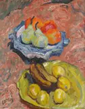 Fruit in two bowls Signed Oil by Henryk Gotlib, Oil on canvas, sold Aug 2020