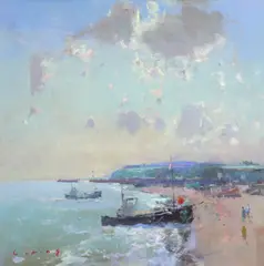 Waiting for the catch by Frederick Cuming, Oil on board, sold Aug 2020