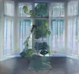 Windows and Curtains by Leslie Prothero, Oil on canvas, sold Aug 2020