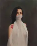 Veiled nude Signed Oil by Harry Holland, Oil on board, sold Aug 2020