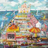 Fair on the Pier Signed by Simeon Stafford, Oil on canvas, sold Aug 2020