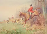 On the scent Signed Watercolour heightened with bodycolour 25 by John Sanderson-Wells, Watercolour heightened with bodycolour, sold Aug 2020