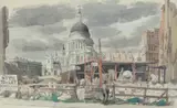 Building work near St by Phyllis Ginger, 1947, watercolour, sold Aug 2020