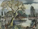 Mill Pool on the River Stour by Rowland Suddaby, Watercolour and pencil, sold Aug 2020