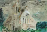 Newbold Pacey by John Piper Ch, Watercolour heightened with bodycolour, with felt-tipped pen, sold Aug 2020