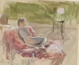 Reclining female nude Signed and dated 1993 Watercolour by Tim Scott Bolton, 1993, Watercolour, pencil and bodycolour, sold Aug 2020