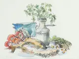 Twelve still lifes of food and drink Eleven by Judith Rendle, watercolour, sold Aug 2020