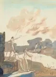 Dawn by Gabriel van Schnell, 1931, Ink and wash, sold Aug 2020