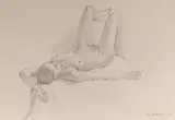 Study of a female nude Signed Pencil 29 by Harry Holland, Pencil, sold Aug 2020