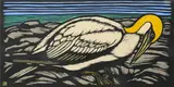 Australian Gannet by Bruce Goold, Linocut, sold Aug 2020
