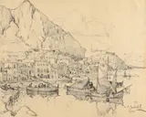 Capri Signed by Konstantin Gorbatov, 1926, Lithograph, sold Aug 2020