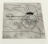 Tesserete by Ben Nicholson, Etching with tone and hand colouring in black ink, sold Aug 2020
