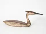 Grebe painted wood sculpture incised signature Guy Taplin and titled Grebe by Guy Taplin, sculpture, sold Aug 2020