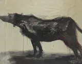 Hound Watercolour by Nicola Hicks, Watercolour, bodycolour and chalk on paper, sold Aug 2020