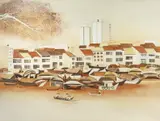 SINGAPORE RIVER A Singaporean painting by Tay Bak Koi, gouache on paper, sold Jul 2020