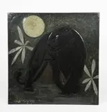 After Black Panther a mixed media lacquer panel on wood by Paul Jouve, mixed media, sold Mar 2020