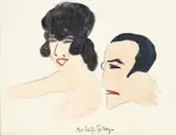 Portrait of a Couple by Dorte Clara Dodo Burgner, pencil, sold Mar 2020