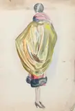 Woman in a Yellow Shawl by Dorte Clara Dodo Burgner, watercolour, sold Mar 2020