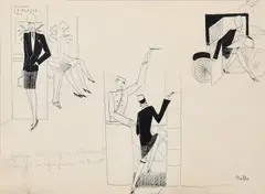 The Railway Carriage pen and ink on paper by Dorte Clara Dodo Burgner, ink on paper, sold Mar 2020