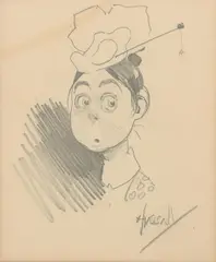The Startled Maid by John Hassall, pencil, offered Mar 2020