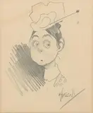 The Startled Maid by John Hassall, pencil, offered Mar 2020