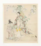 Walking in Spring a dry-point etching with hand colouring by Elyse Ashe Lord, etching, offered Mar 2020
