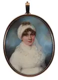 Portrait miniature of Mrs Tomas Pagan in a white dress by Alexander Gallaway, oil, sold Mar 2020