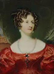 Portrait miniature of a lady wearing a red dress by William Charles Ross, oil, offered Mar 2020