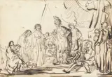 The continence of Scipio Indistinctly by David Wilkie, Pen and brown ink within brown framing lines, sold Mar 2020