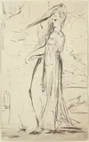 Study of Georgiana by George Romney, Pen, brown ink and wash, sold Mar 2020