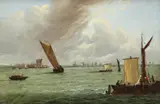 Shipping off the coast by Patrick Nasmyth, 1825, Oil on panel, sold Mar 2020
