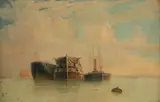 Portsmouth Harbour with the Royal Sovereign by Charles Robert Ricketts, Oil on canvas, sold Mar 2020