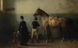 Saddling Up Signed Oil by Otto Erelman, Oil on canvas, sold Mar 2020
