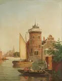 On the River Amstel by William Raymond Dommersen, Oil on canvas, sold Mar 2020