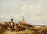 Coastal landscape with figures with the catch Oil by William Shayer, Oil on canvas, offered Mar 2020