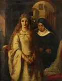 A scene from Il Trovatore: Leonara by Felix Moscheles, Oil on canvas, sold Mar 2020