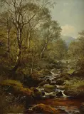 Wooded landscape with a stream by Benjamin Williams Leader, 1880, Oil on panel, offered Mar 2020